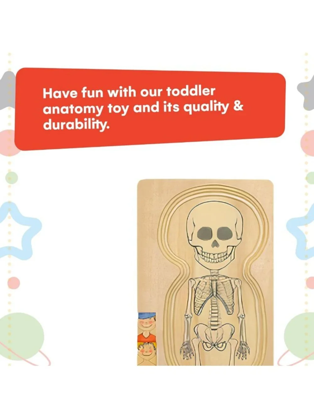 29-Piece Wooden Anatomy Puzzle for Toddlers - Educational Skeleton Toy for Kids